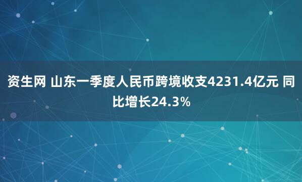资生网 山东一季度人民币跨境收支4231.4亿元 同比增长24.3%
