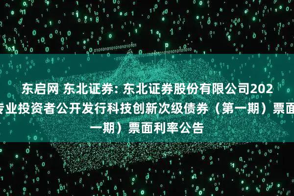 东启网 东北证券: 东北证券股份有限公司2025年面向专业投资者公开发行科技创新次级债券（第一期）票面利率公告